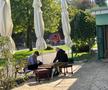 Mircea Minea, la table la intrarea pe stadionul din Chiajna
