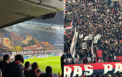 Scenografie sângeroasă afișată de fanii lui PSG înaintea meciului cu Barcelona din Liga Campionilor