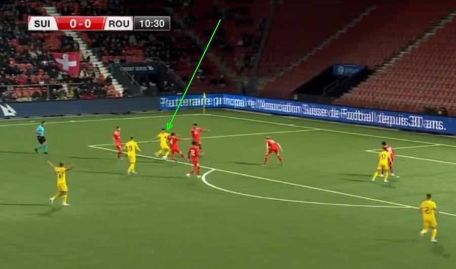 FOTO: Captură TV @Pro Arena Elveția U21 - România U21 2-2 » Elevii lui Pancu au fost egalați pe final, după un gol precedat de un fault clar în atac!