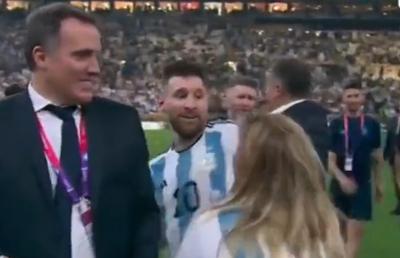 Cine e femeia pe care Lionel Messi a îmbrățișat-o pe teren după finala Mondialului » Fanii au crezut că e mama lui