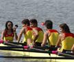 Georgeta Andrunache, între Elena Georgescu, Doina Ignat și Elisabeta Lipă, campioane olimpice la 8 plus 1 rame Atena 2004 Foto: Cristi Preda