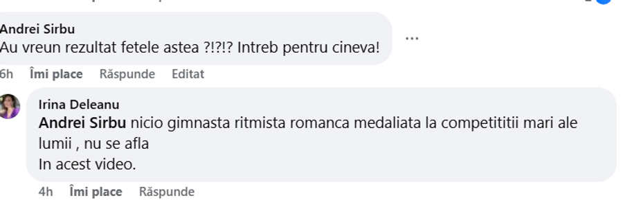 După ce GSP a scos la iveală mărturiile gimnastelor abuzate, președinta Irina Deleanu a reacționat pe Facebook-ul Gazetei, cu 3 poze și un videoclip