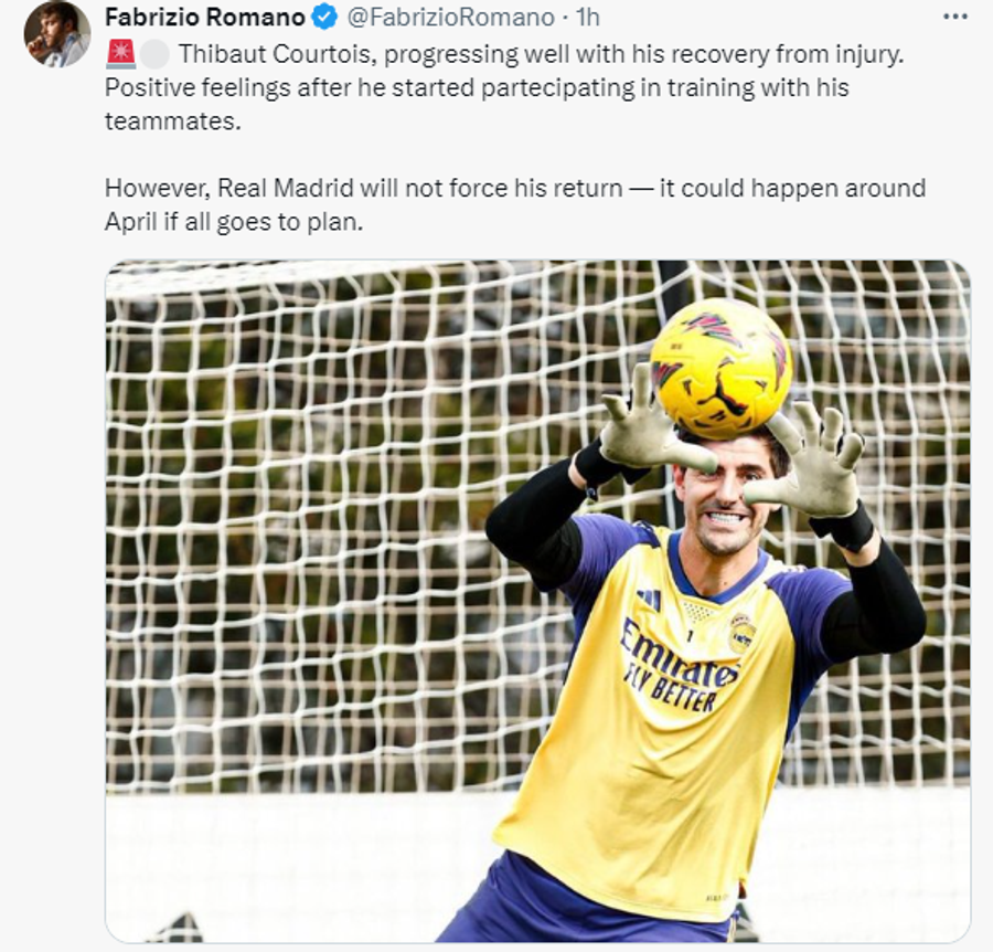 Thibaut Courtois a revenit la antrenamente. Când va apăra din nou poarta Realului