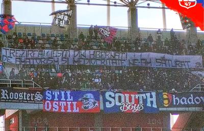 Mesajul afișat azi de Peluza Sud Steaua în Ghencea, la nici 48 de ore de la performanța istorică reușită de FCSB