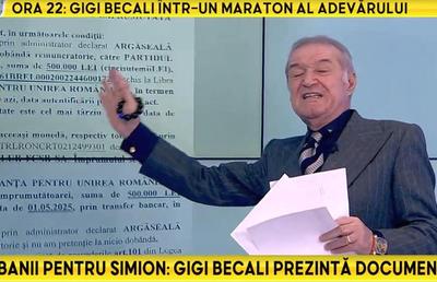 Gigi Becali a arătat la TV cum s-a folosit de FCSB pentru a împrumuta partidul! » Argăseală a semnat actele