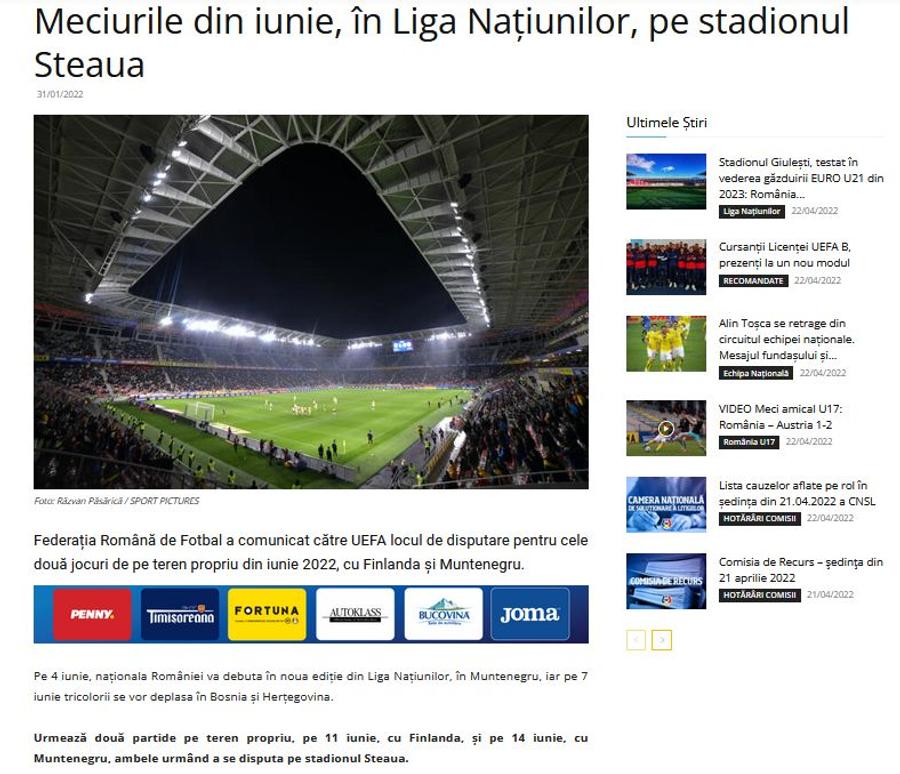 Anunțul oficial al Federației, făcut pe 31 ianuarie Naționala României, OUT din Ghencea! FRF a anunțat noul stadion pentru Liga Națiunilor: „Vrem să-l testăm”
