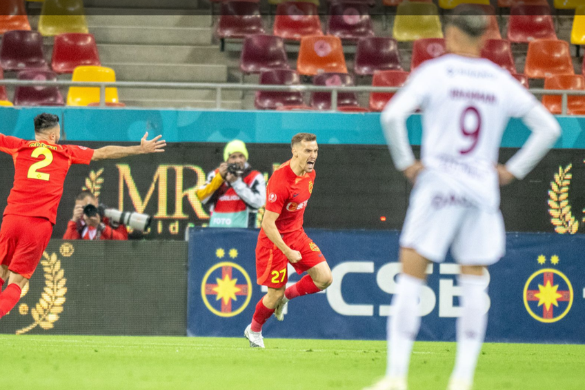 Darius Olaru, bucurie în timpul meciului cu Rapid. Sursă foto: Raed Krishan (GSP)