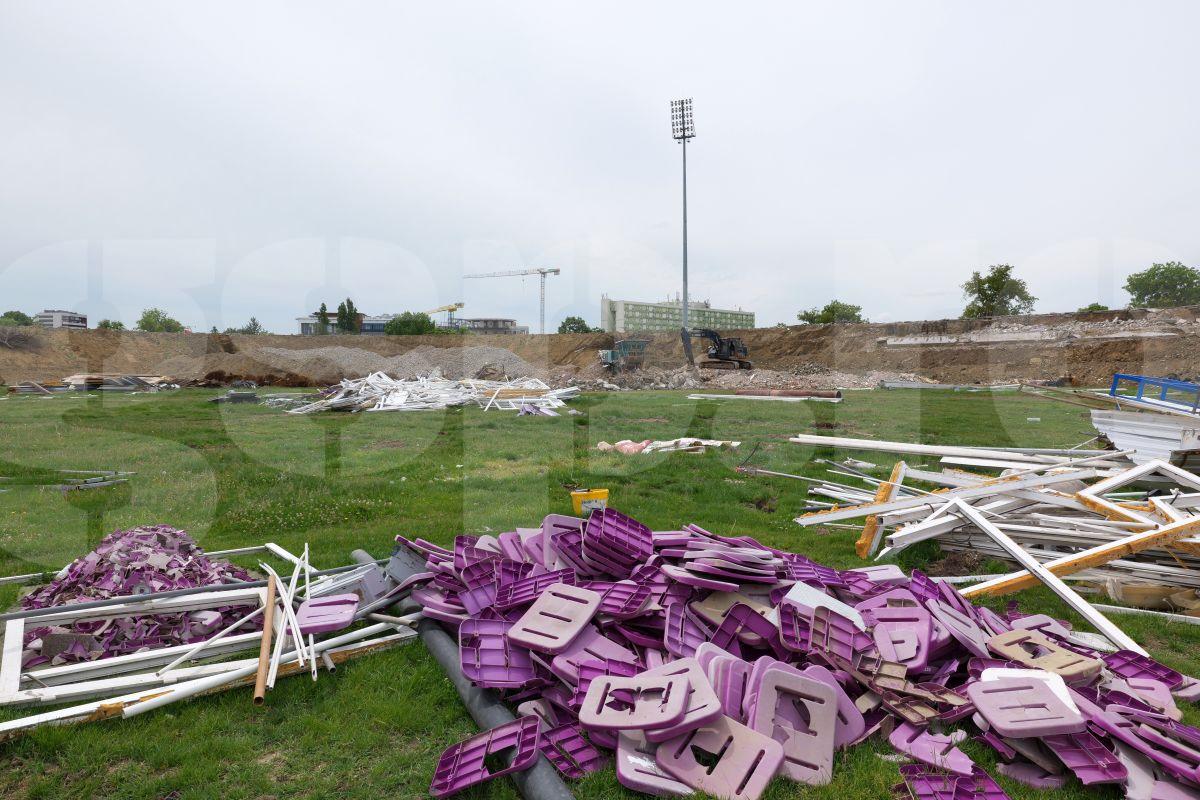 Vizită GSP pe șantierul de pe „Dan Păltinișanu” » Printre ruinele de pe „Monumentalul” violet: așa arată azi arena lui Poli Timișoara