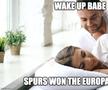 Una dintre memele publicate de club: „Trezește-te, dragă, Spurs a câștigat Europa League”