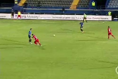 Gafa lui Sebastian Mladen de la golul oaspeților. Captură Digi Sport