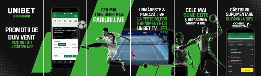 Aplicațiile Unibet pentru pariuri sportive și jocuri de cazino, disponibile în Magazin Play