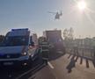 Accident grav pe A2, în care a fost implicat autocarul unei echipe de baschet din Oradea/Foto: ISU Călărași
