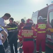 Accident grav pe A2, în care a fost implicat autocarul unei echipe de baschet din Oradea/Foto: ISU Călărași