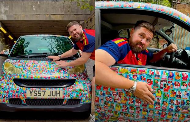 Superstar social media, idee năstrușnică: a umplut o mașină cu abțibilduri Panini! Cât l-a costat și cât a durat colantarea