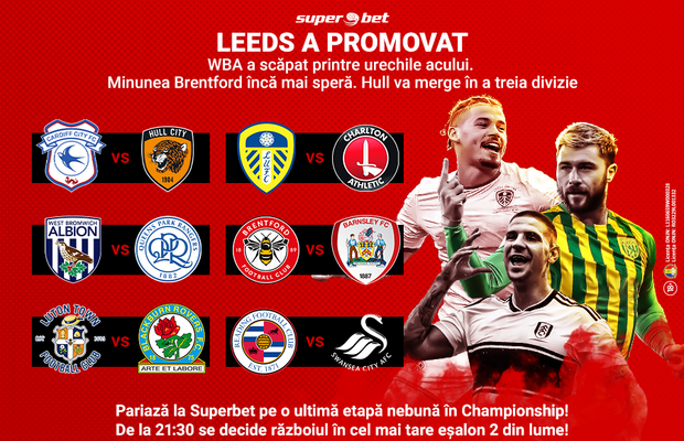 WBA trebuie s-o învingă pe QPR pentru a promova direct. Brentford speră ca Albionul să piardă, iar Fulham așteaptă gafele ambelor!