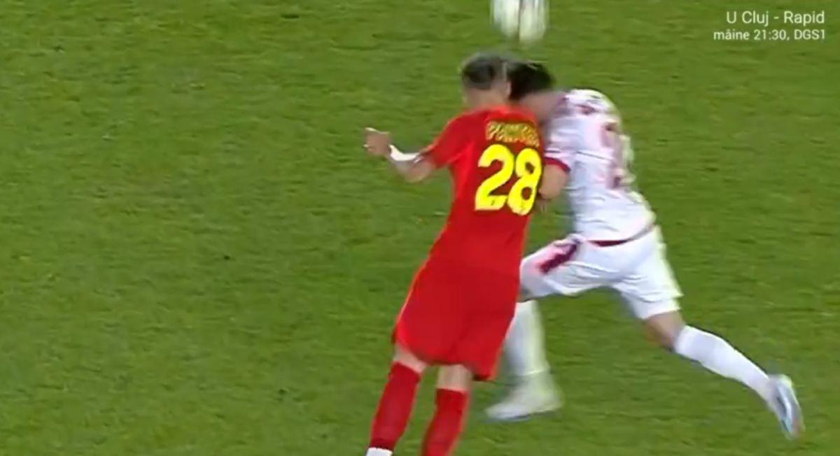 Sperietură în minutul 17 al derby-ului de pe „Arcul de Triumf” » Echipele medicale, în alertă din cauza ciocnirii Pantea - Bani