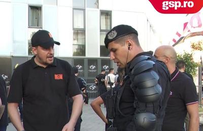 Dispută între un jandarm și un suporter al lui Dinamo înainte de derby: „Mergeți în Ungaria atunci!”