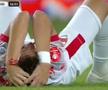 Sperietură în minutul 17 al derby-ului de pe „Arcul de Triumf” » Echipele medicale, în alertă din cauza ciocnirii Pantea - Bani