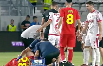 Sperietură în minutul 17 al derby-ului de pe „Arcul de Triumf” » Echipele medicale, în alertă din cauza ciocnirii Pantea - Bani