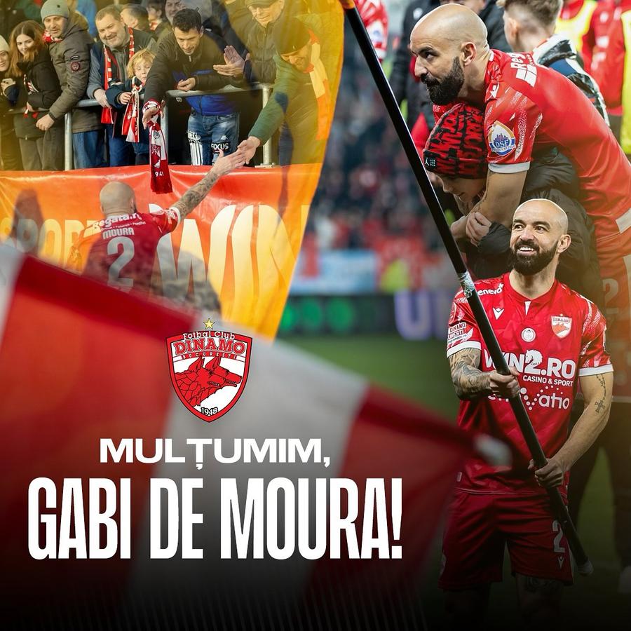 Gabriel Moura a plecat de la Dinamo, foto: Facebook Dinamo București Dinamo s-a despărțit de un fotbalist după meciul cu Petrolul: „A alergat spre toate inimile fanilor noștri”