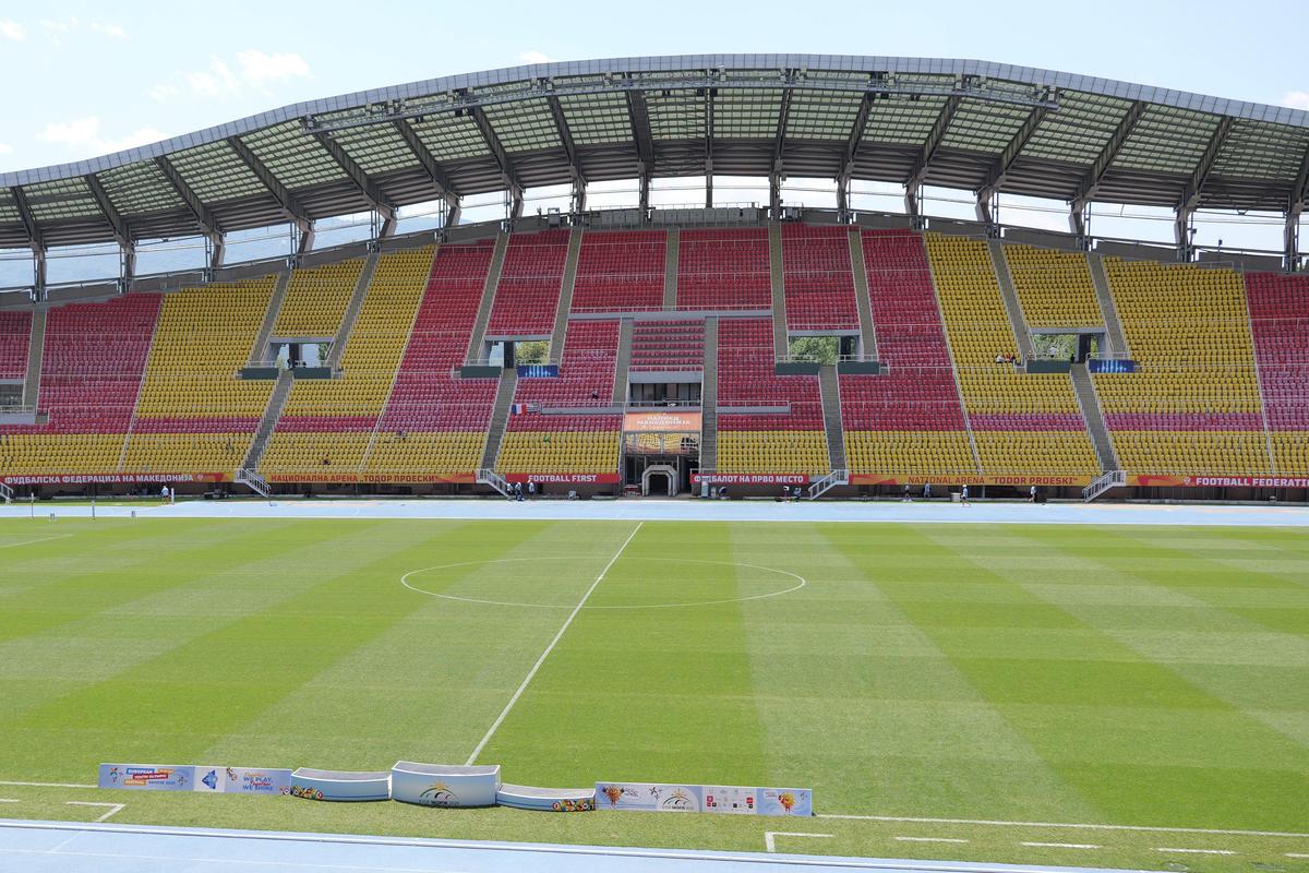 Imagini cu arena din Skopje înainte de Shkendija - FCSB // foto: Andrei Furnigă (GSP)