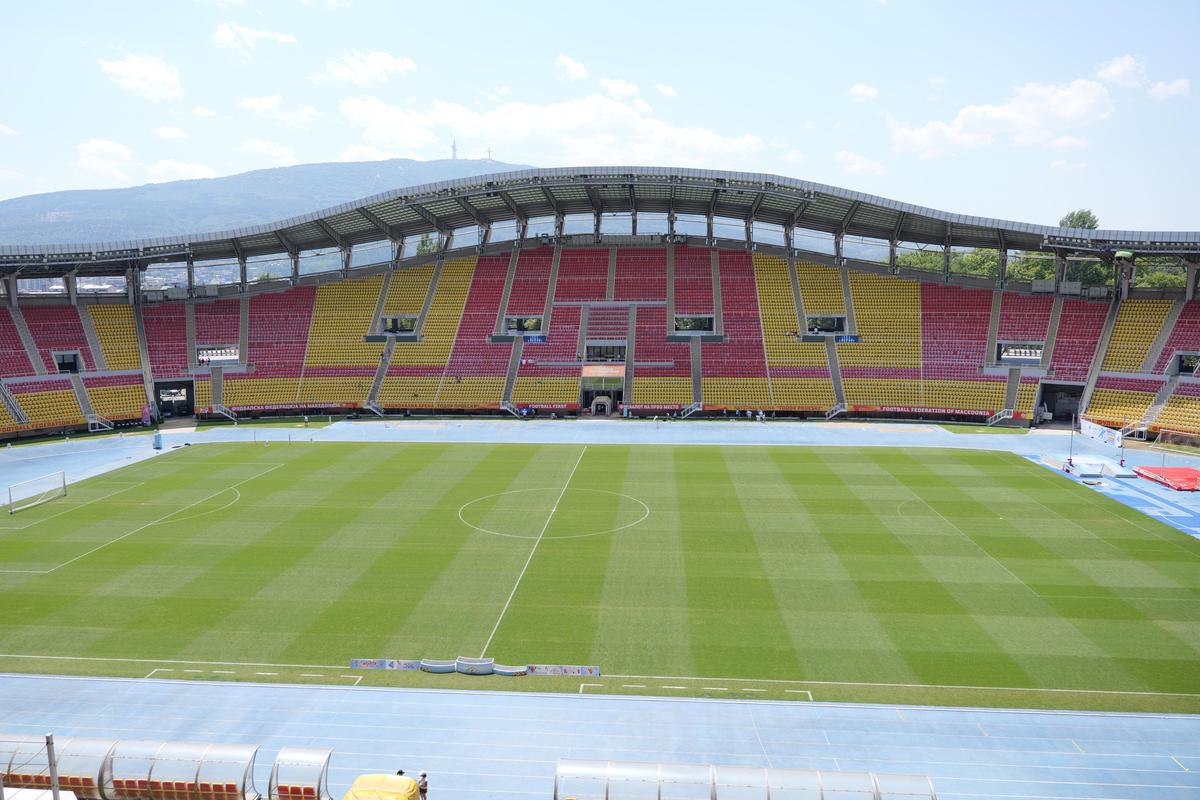 Imagini cu arena din Skopje înainte de Shkendija - FCSB // foto: Andrei Furnigă (GSP)