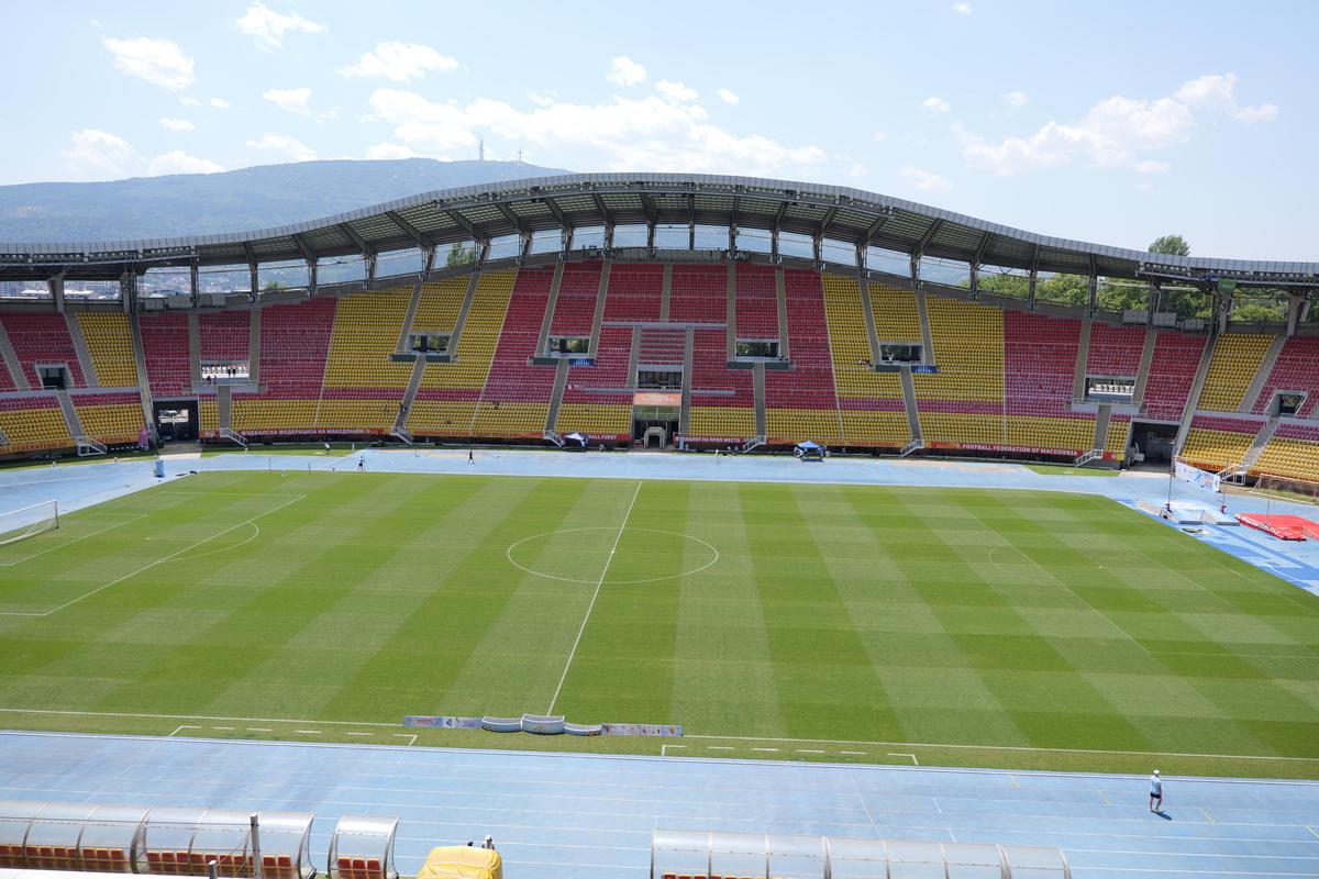 Imagini cu arena din Skopje înainte de Shkendija - FCSB // foto: Andrei Furnigă (GSP)