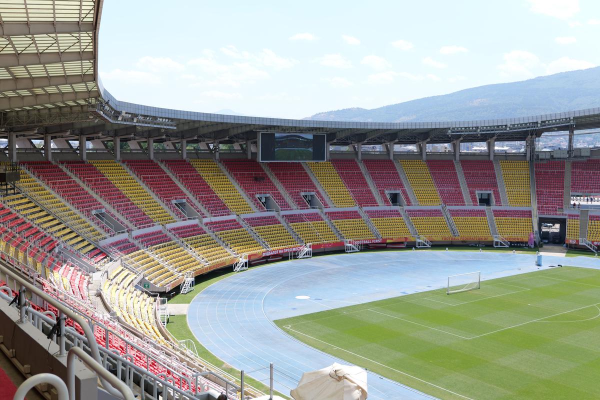 Imagini cu arena din Skopje înainte de Shkendija - FCSB // foto: Andrei Furnigă (GSP)