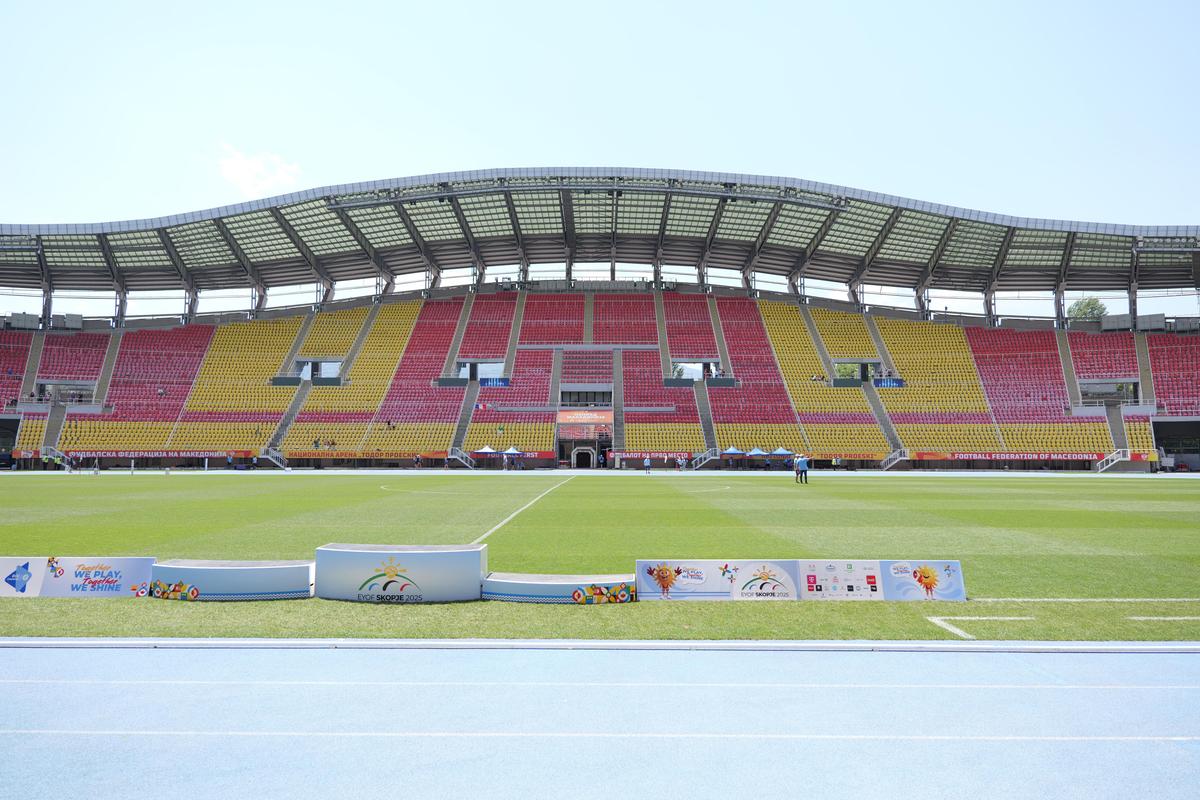 Imagini cu arena din Skopje înainte de Shkendija - FCSB // foto: Andrei Furnigă (GSP)