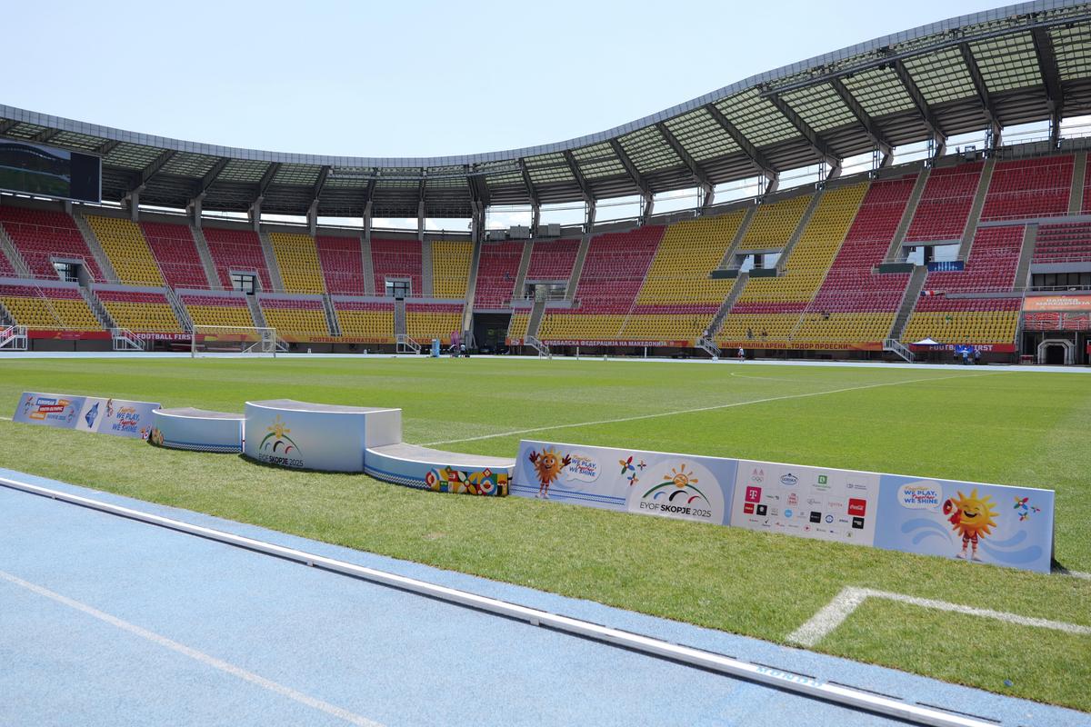 Imagini cu arena din Skopje înainte de Shkendija - FCSB // foto: Andrei Furnigă (GSP)
