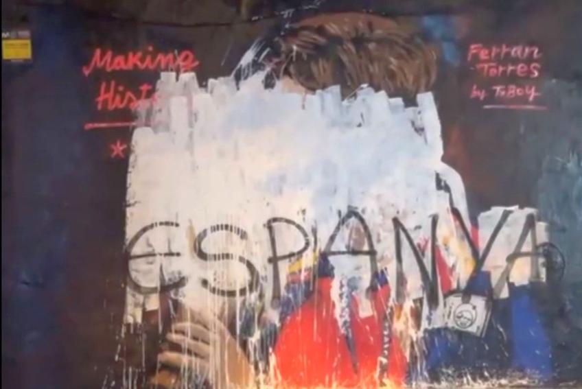 Muralul lui Ferran Torres a fost vandalizat