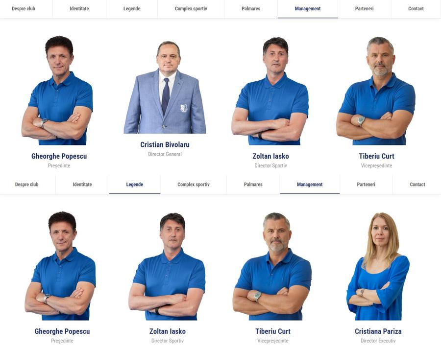 Organigrama Farului schimbată peste noapte pe site: sus - cu Cristian Bivolaru director general până miercuri dimineața, jos - fără Cristian Bivolaru după dezvăluirile GSP Farul, reacție aiuritoare în cazul directorului general Cristian Bivolaru, dovedit informator al Securității + Mircea Sandu: „Verificați câți «bingănitori» sunt azi în FRF!”