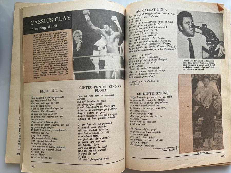 Secțiunea de sport din Almanahul României Literare, cu poeziile lui Cassius Clay, foto: Ioan T. Morar FAKE NEWS în sport » Pe 23 august, un interviu cu scriitorul Ioan T. Morar despre marile minciuni din Epoca de Aur: „Am văzut un document strict secret care arăta cum România fura competiția”