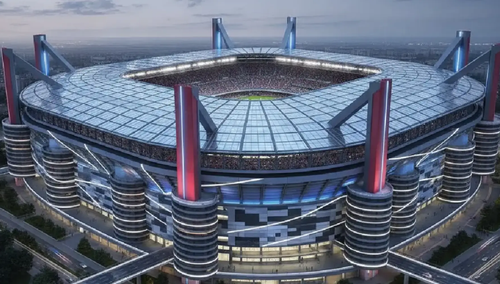 Macheta noul stadion San Siro-Giuseppe Meazza, care ar trebui să găzduiască meciuri la EURO 2032 / Foto: FourFourTWo