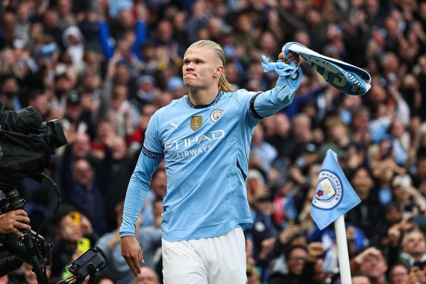 Erling Haaland (24 de ani) a deschis scorul în derby-ul Manchester City - Arsenal și a ajuns la golul cu numărul 100 în tricoul „cetățenilor”/ foto Imago Images