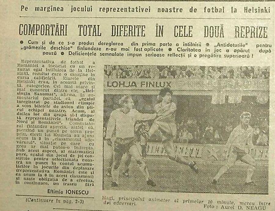 Extras din Gazeta Sporturilor după remiza din Finlanda obținută în campania pentru CM 1986: Hagi e într-o dispută cu doi nordici Gheorghe Hagi în țările nordice: debutul la 18 ani, victorii doar cu „piticii” și coșmarul meciurilor tari + Remember Mircea Lucescu: „Ce-o fi văzut la mine?”