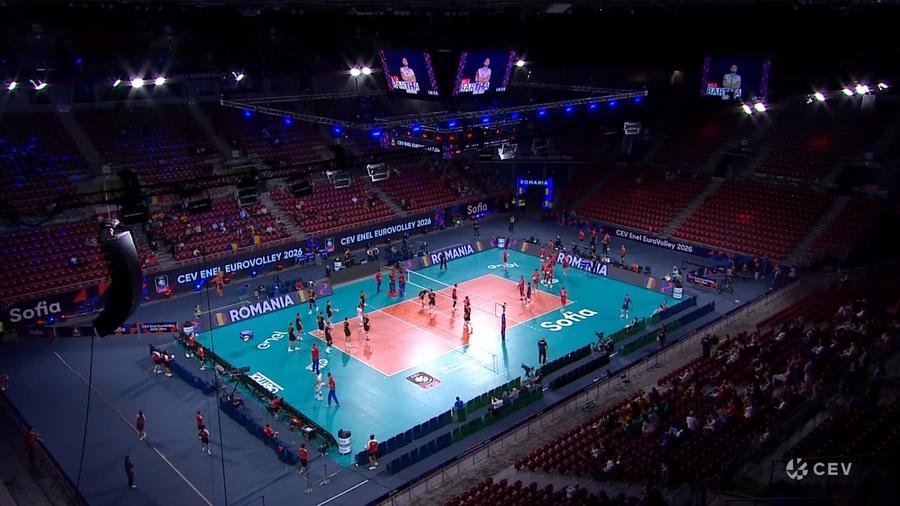 Cum arată Sofia Arena cu 20 de minute înainte de startul partidei România - Franța, din „sferturile” EuroVolley/Foto: CEV Déjà vu! România, eliminată de Franța în „sferturile” Europeanului, dar cu biletul la Campionatul Mondial în buzunar