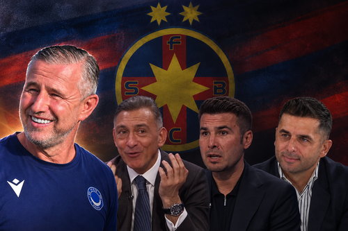 Ilie Dumitrescu, Adi Mutu și Nicolae Dică s-au pus de acord privindu-l pe Reghecampf // *foto generat cu ajutorul inteligenței artificiale