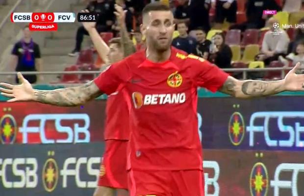 Fază ÎNCINSĂ în ultimele minute » FCSB a cerut penalty! Mingea l-a lovit în mână, dar arbitrii n-au vrut să audă: „E ditamai hențul!”