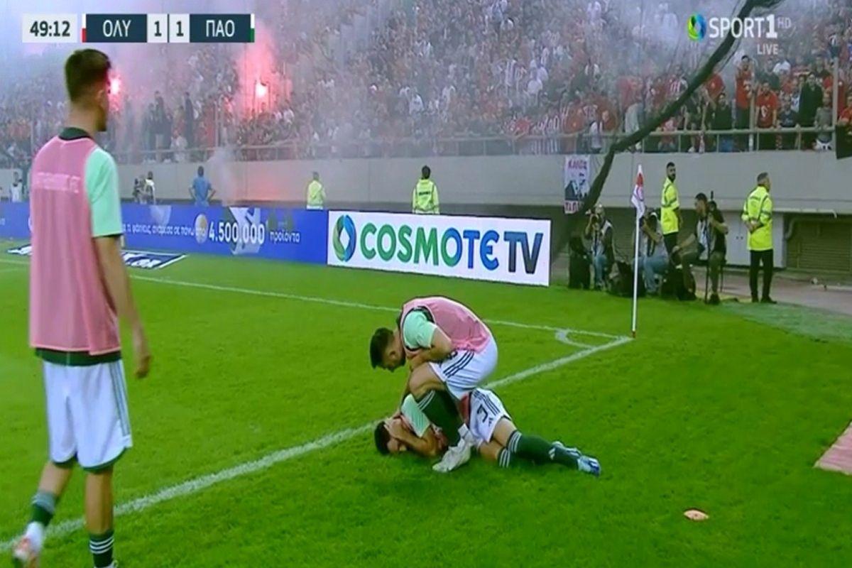 Olympiakos - Panathinaikos, întrerupt definitiv » Haosul a fost declanșat imediat după golul de 1-1