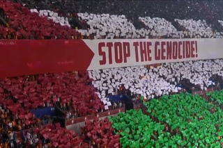 Scenografie pro-Palestina la meciul din Liga Campionilor: „Opriți genocidul!”
