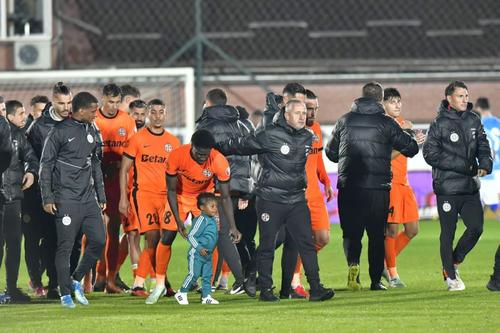 Cisotti, Muhar, Labonne, Andre Duarte, Crețu, Boutoutau, Laurențiu Reghecampf, Ricardo Pudurariu, Radunovic, după FC Voluntari - FCSB/ Foto: Cristi Preda (GSP)