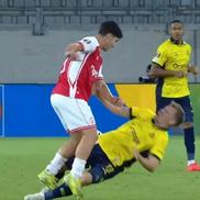 Darius Olaru s-a accidentat în Royale Union SG - Hapoel Beer Sheva / FOTO: captură @Prima Sport