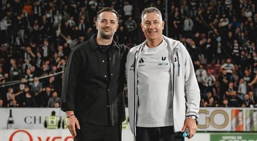 Cristiano Bergodi și Radu Constantea, președintele lui U, acum două săptămâni, după victoria în Derby de Cluj