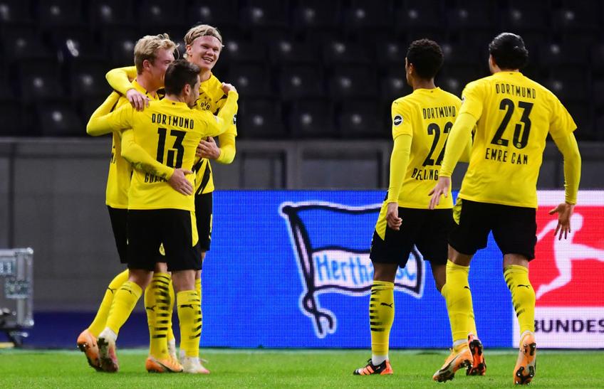 Erling Haaland, 20 de ani, ales cel mai bun tânăr jucător în 2020, a marcat primul său ”poker” pentru Dortmund în Bundesliga, 5-2 cu Hertha Berlin. Și are cifre fantastice în acest an. Foto: Guliver/GettyImages