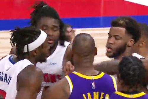 LeBron vs. Isaiah Stewart // foto: captură Twitter