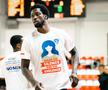 Jucătorii lui U-BT Cluj-Napoca, cu o dungă de ruj sub ochi, în duelul cu FMP Belgrad/Foto: Dragana Stjepanovic (aba-liga.com)