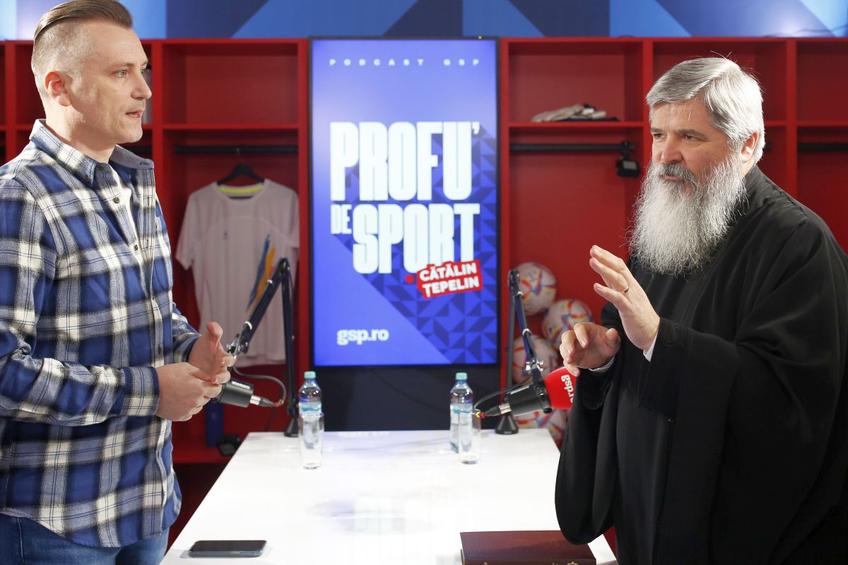 Părintele Vasile Ioana, în vestiarul cu povești al Gazetei Sporturilor / FOTO: Cristi Preda (GSP)
