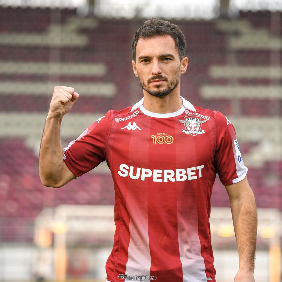 Florent Hasani / FOTO: Facebook @Rapid Prima achiziție a iernii în Giulești! Rapid și-a prezentat oficial noul „optar”