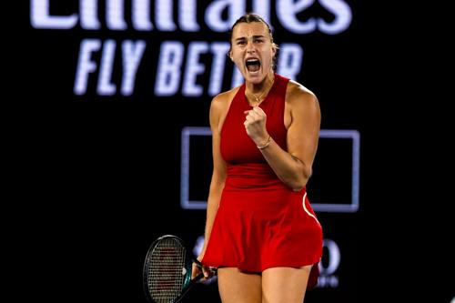 Aryna Sabalenka sărbătorind victoria Foto Imago